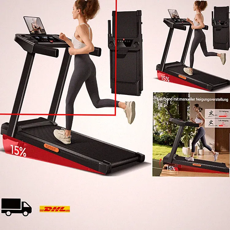 Laufband für Zuhause Klappbar mit Steigung, Laufbänder 12KM/H, Treadmill for