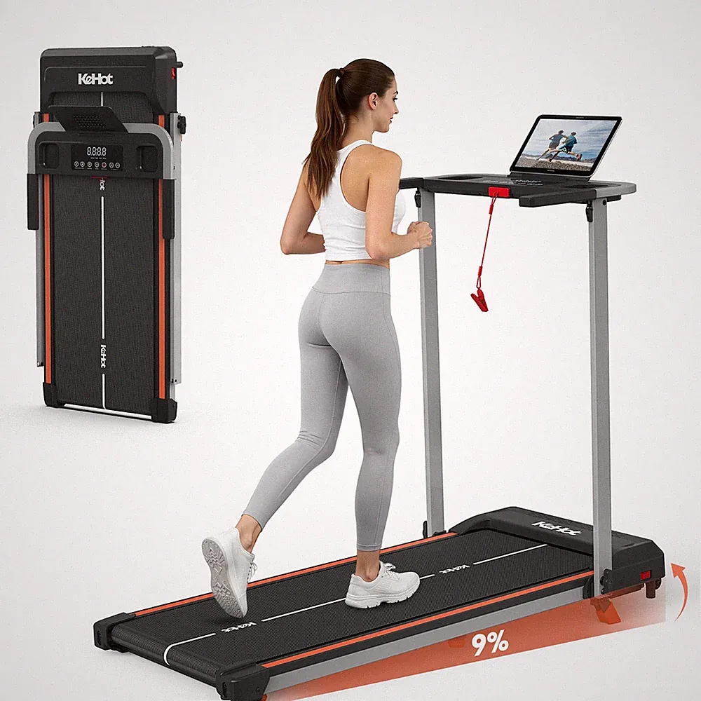Laufband für zuhause, LED-Display, 1-12 km/h, Leise & Klappbar, Mit Bluetooth