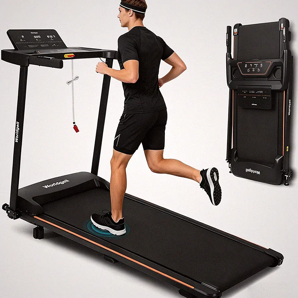 Laufband für zuhause, LED-Display, 1-14 km/h, Leise & Klappbar, Mit 7% Steigung