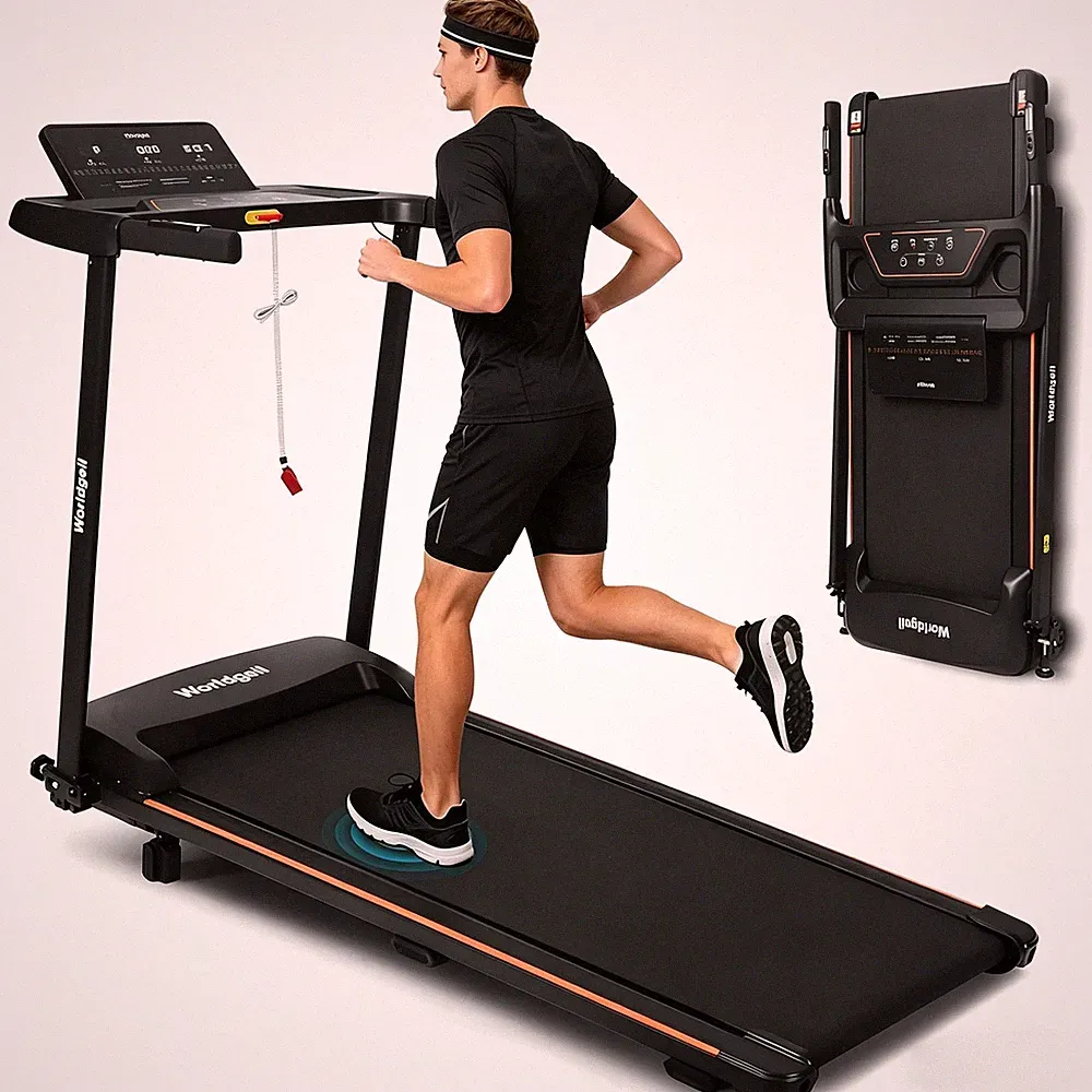 Laufband für zuhause, LED-Display, 1-14 km/h, Leise & Klappbar, Mit 7% Steigung