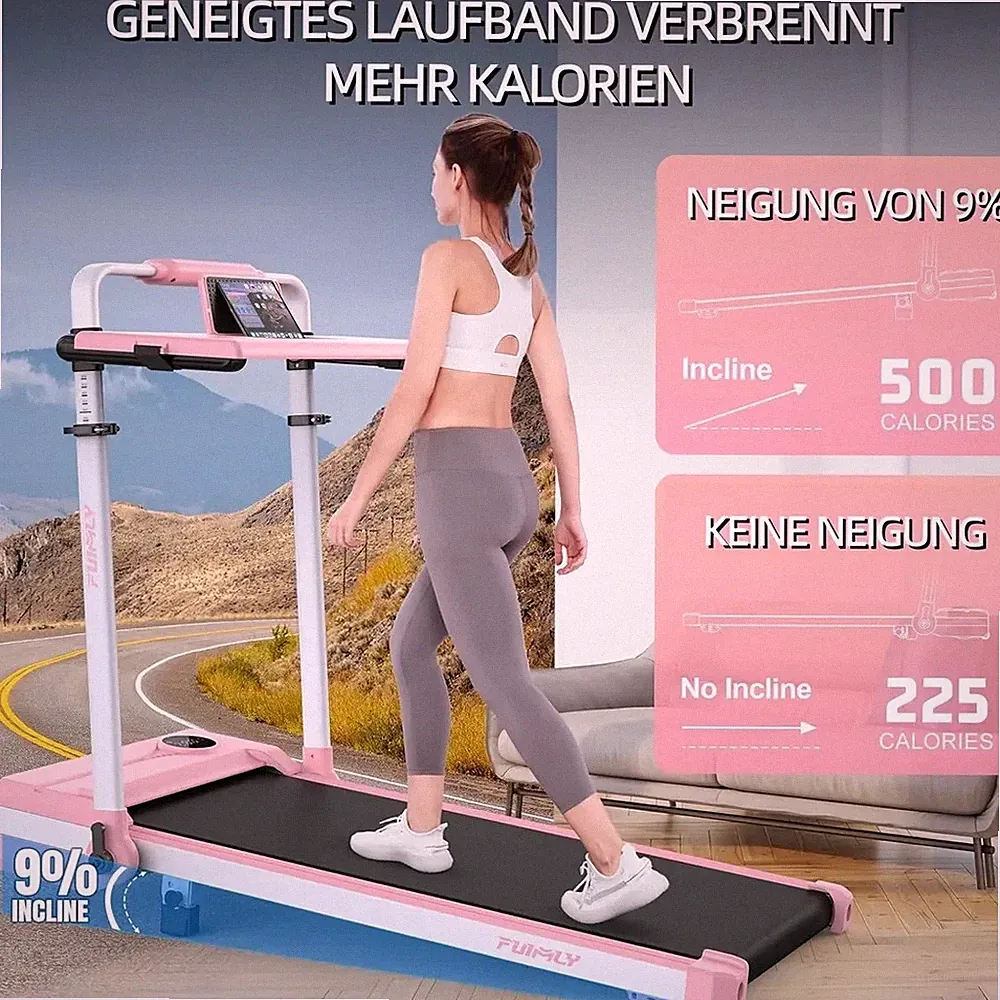 Laufband für zuhause, Leise & Klappbar, 1-12 km/h, Mit Fernbedienung,LED-Display