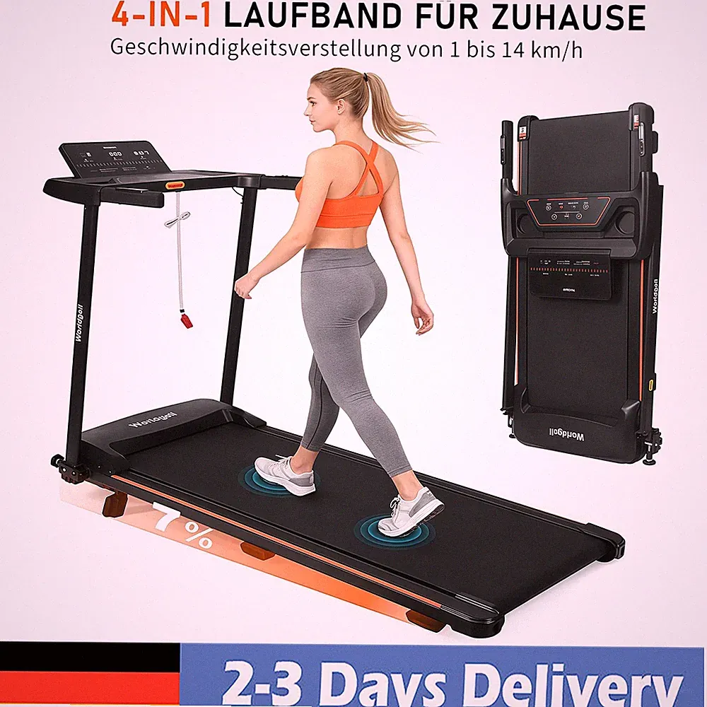 Laufband für zuhause Leise & Klappbar 1-14 km/h Walking Pad LED-Display 90kg