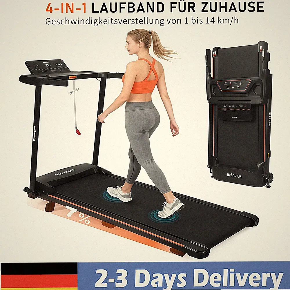 Laufband für zuhause Leise & Klappbar 1-14 km/h Walking Pad LED-Display 90kg
