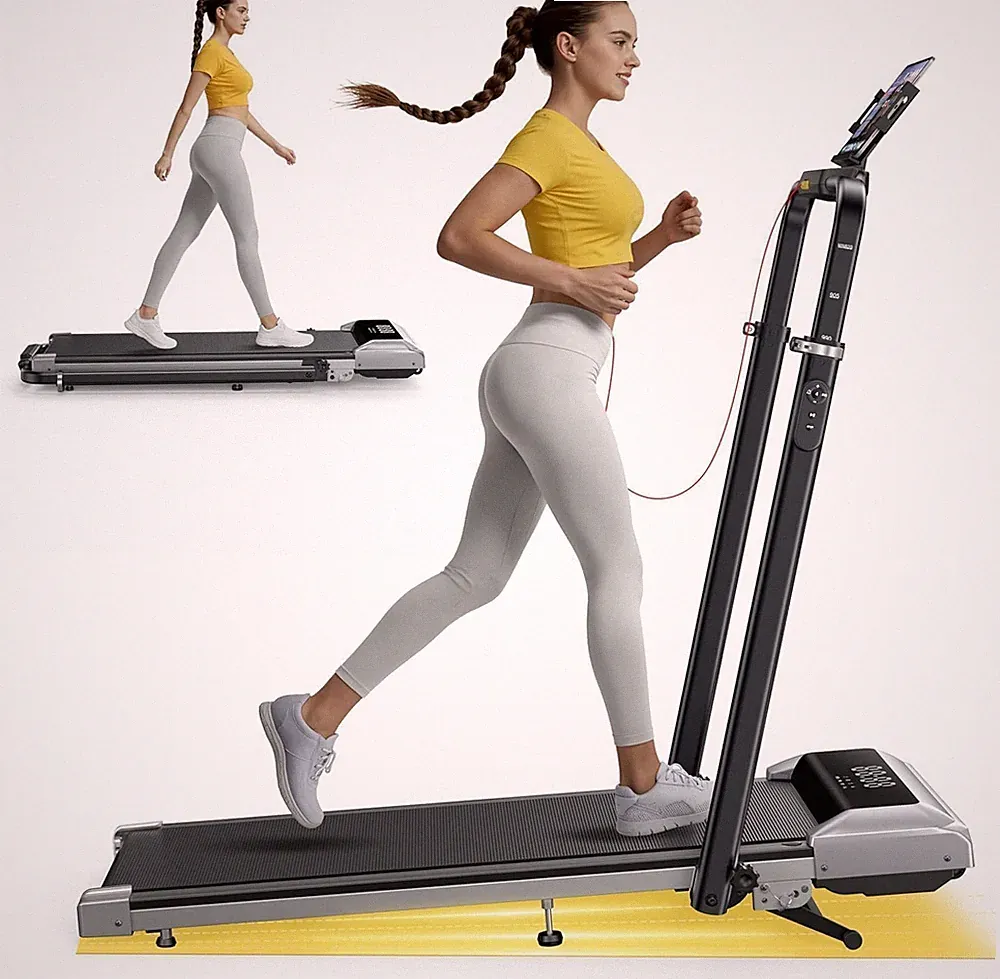 Laufband Für Zuhause Mit 12% Steigung, 12Km/H, 6 in 1 Walking Pad, Klappbar Lauf