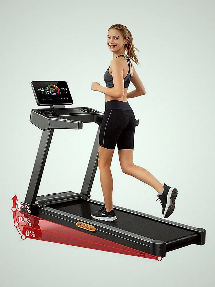 Laufband für zuhause mit 15 % Steigung (manuelle), LED-Bildschirm, 14KM/H