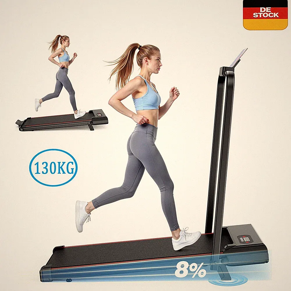 Laufband für Zuhause mit 8% Steigung APP Elektrisch Klappbar Walking Pad 130KG
