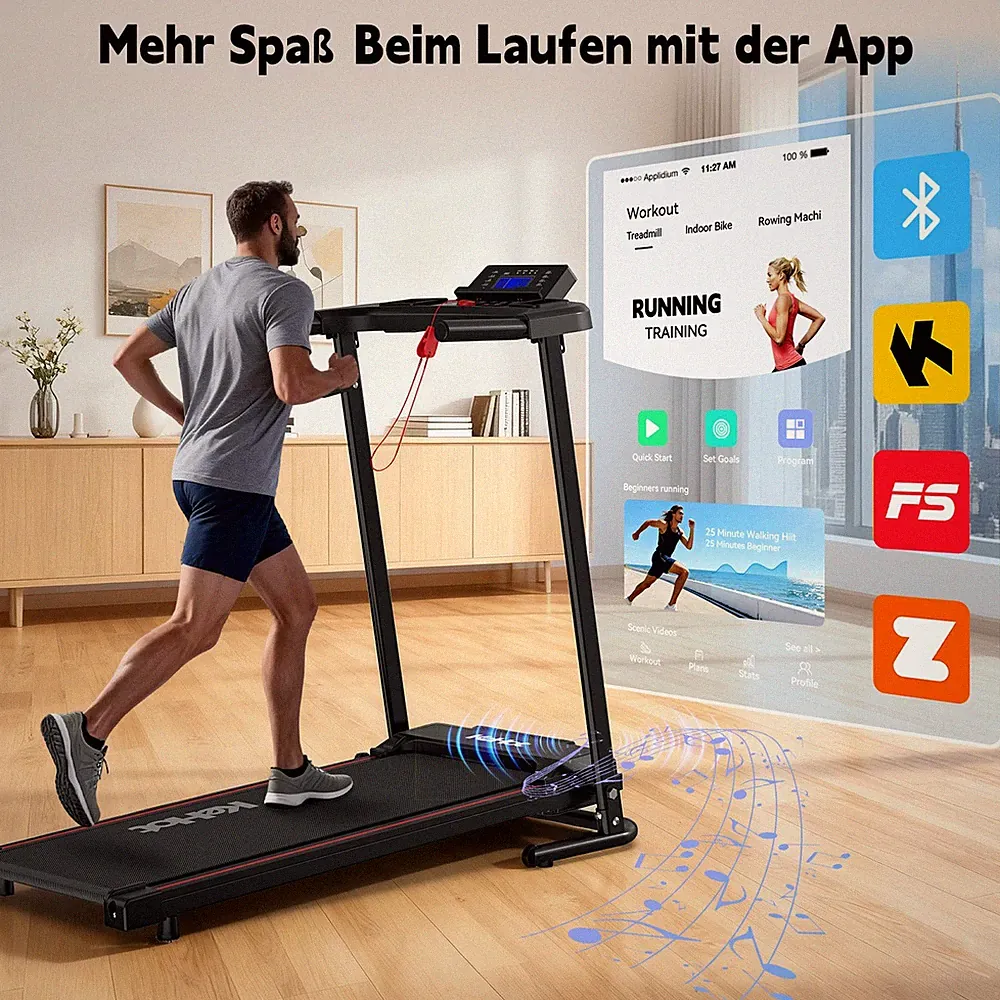 Laufband für Zuhause Mit Handlauf Platzsparend klappbar Leiser Betrieb im