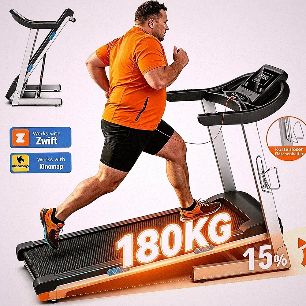 Laufband Für Zuhause mit Steigung 0-15% Automatische Neigung Klappbar Laufband