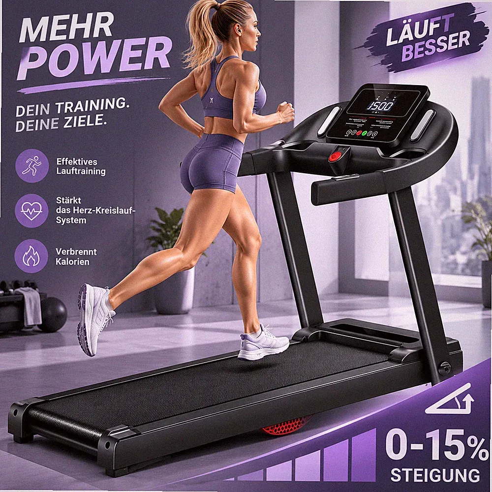 Laufband für zuhause Neigungsverstellung mit 12 Trainingsprogrammen 3 PS, 14KM/H