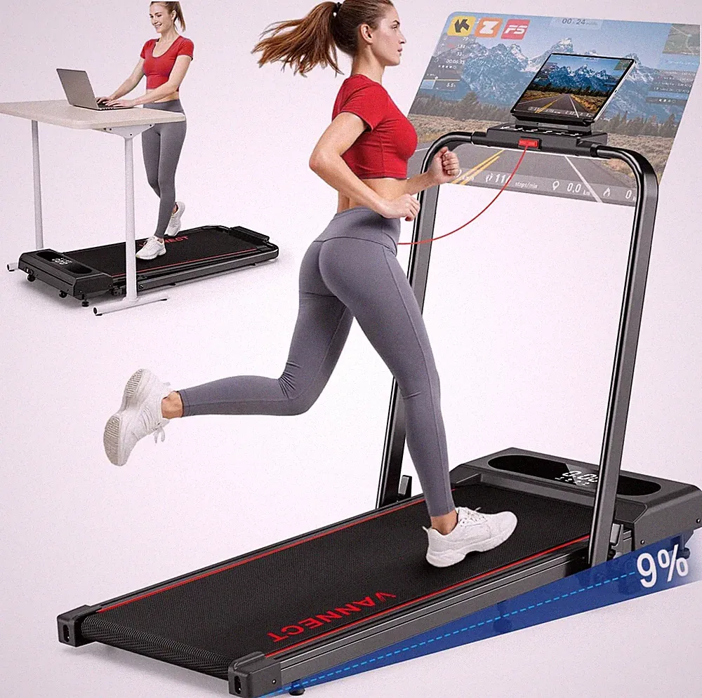 Laufband Klappbar 1-12 km/h 9% Steigung Ultra-Leise mit LCD-Display für Zuhause