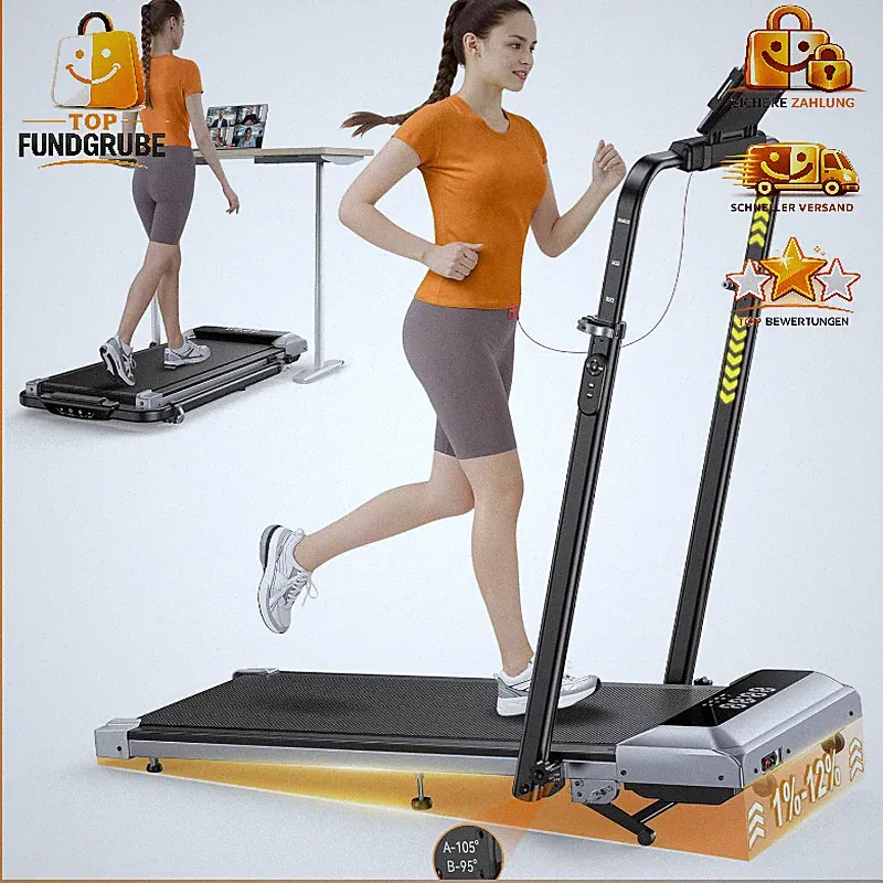 Laufband Klappbar 12% Steigung 12km/h 6 in 1 mit Fernbedienung Fitness Zuhause
