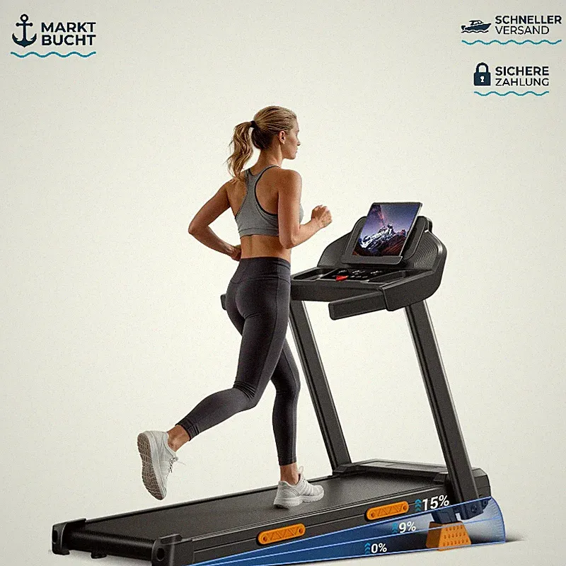 Laufband Klappbar 12KM/H 3,0-PS-Motor mit Steigung 15% für Zuhause 136KG