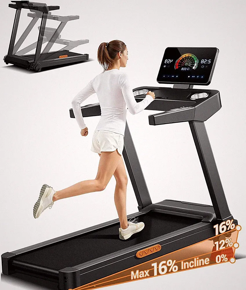 Laufband Klappbar 16% Steigung 14KM/H 3,5-PS-Motor LED-Anzeige 180KG für Zuhause