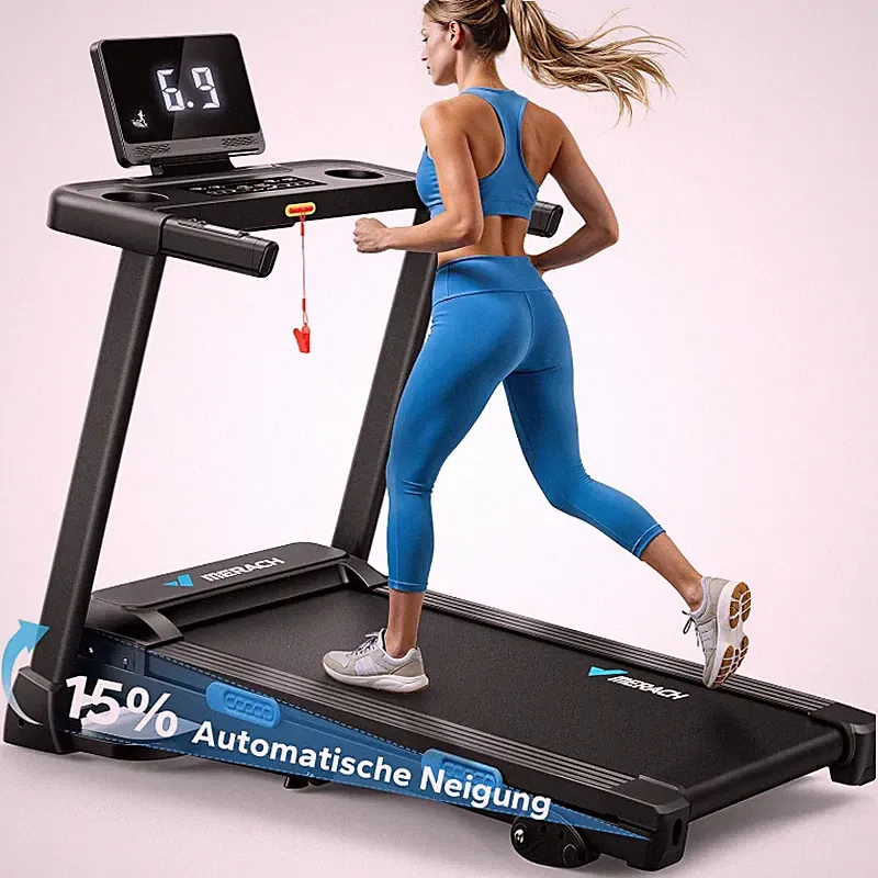 Laufband Klappbar Automatische Neigung 0%-18% 8,5-14km/h für Zuhause bis 159kg