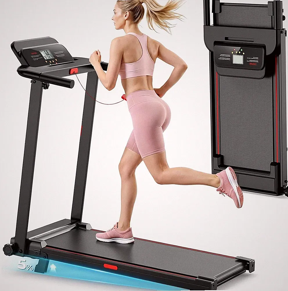 Laufband klappbar mit 12 Programmen 10 km h 480W schwarz für Zuhause, LCD