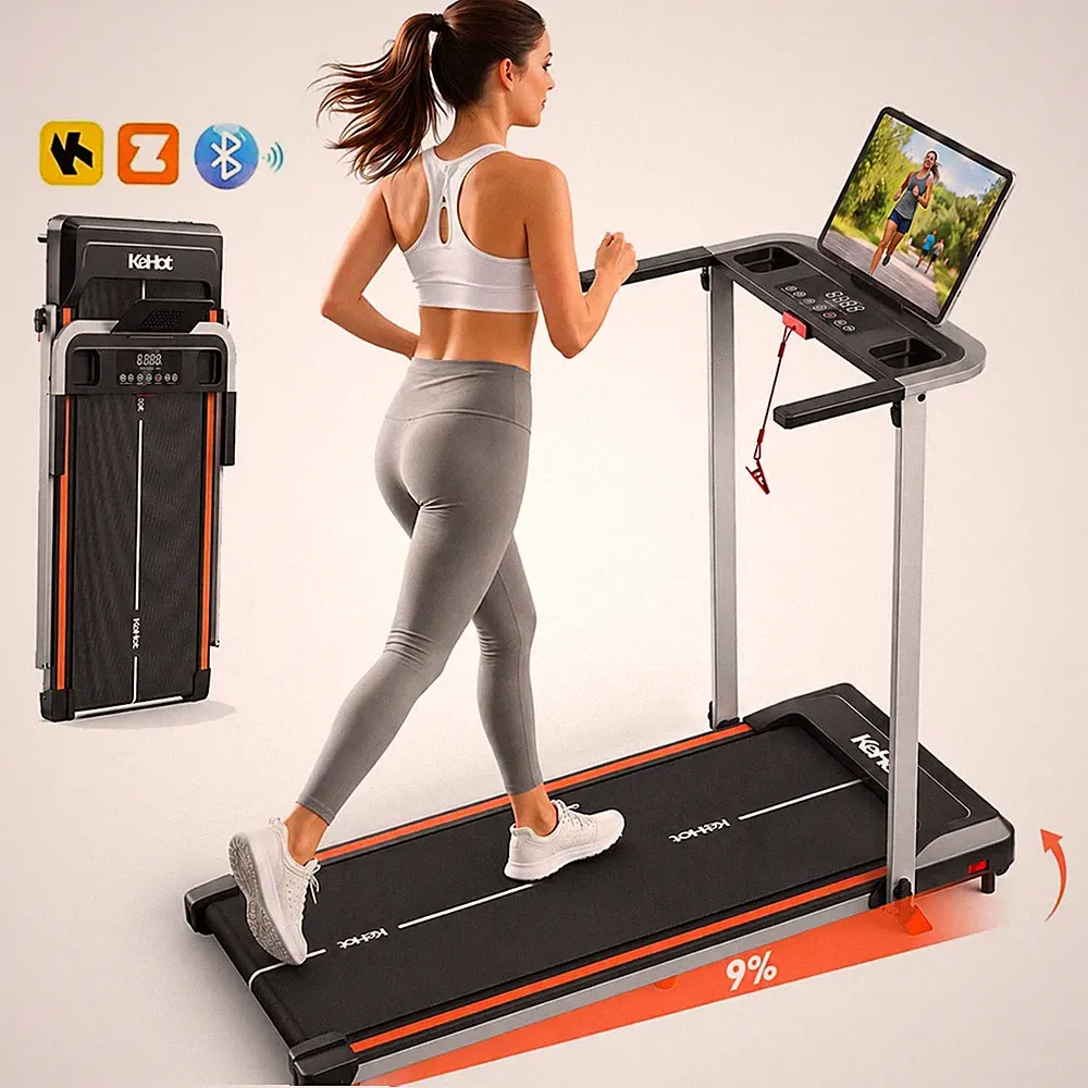Laufband klappbar mit 9% Steigung, 12 km/h, Bluetooth App & leiser Motor