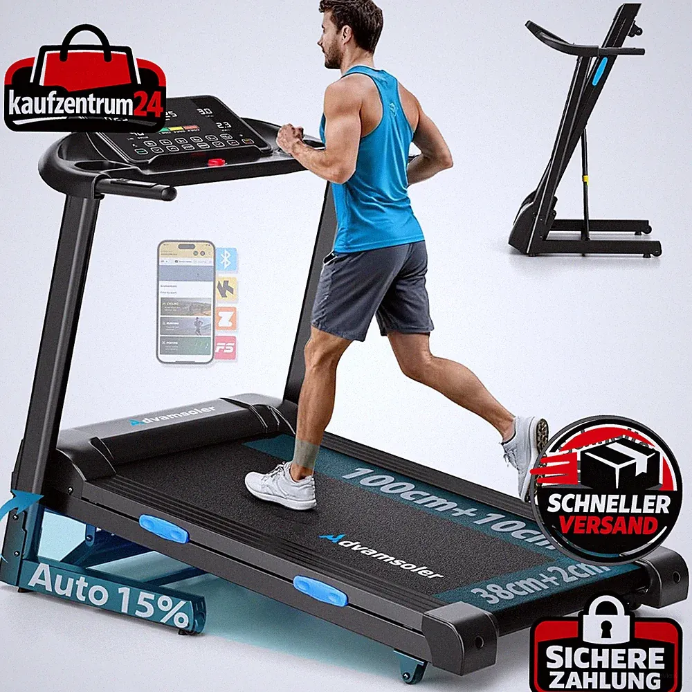 Laufband Klappbar mit Automatischer Neigung 15%, 14KM/H, 3,0-PS, 12 Programme