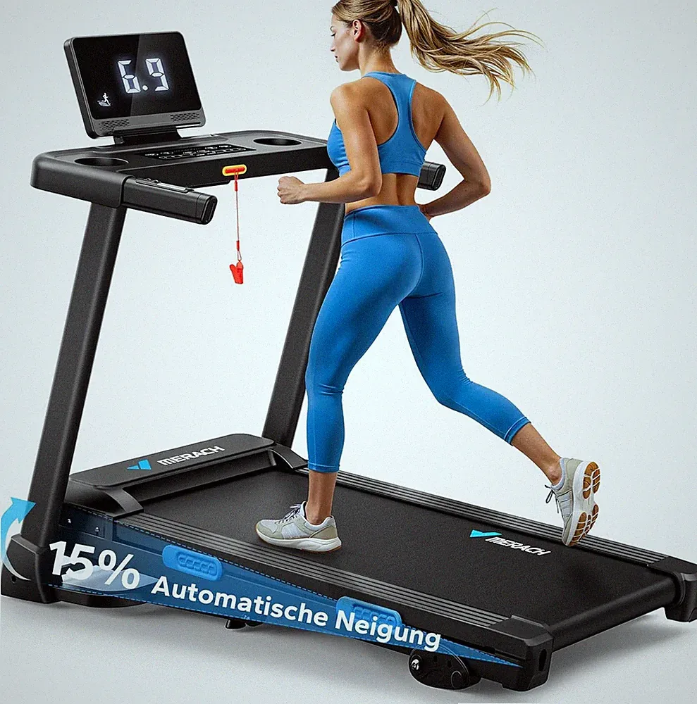 Laufband Klappbar mit Steigung 0%-15% 8,5-12km/h für Zuhause bis 136kg 42x108cm