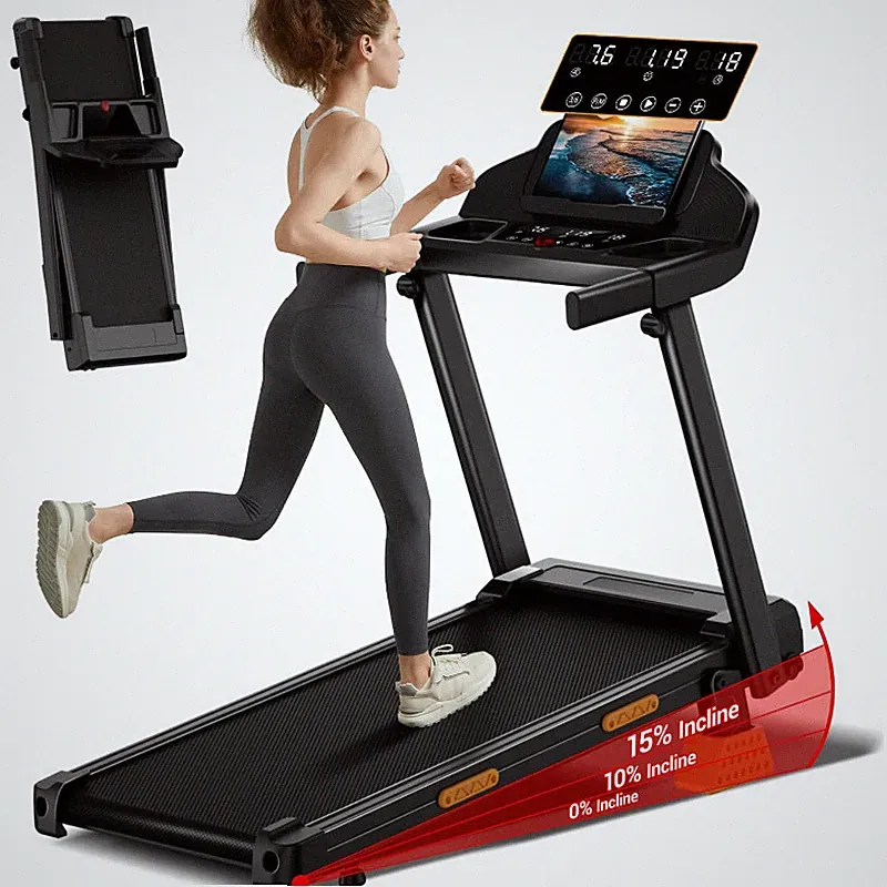 Laufband Klappbar mit Steigung 12KM/H 3,0-PS-Motor LED-Anzeige 136KG Zuhause