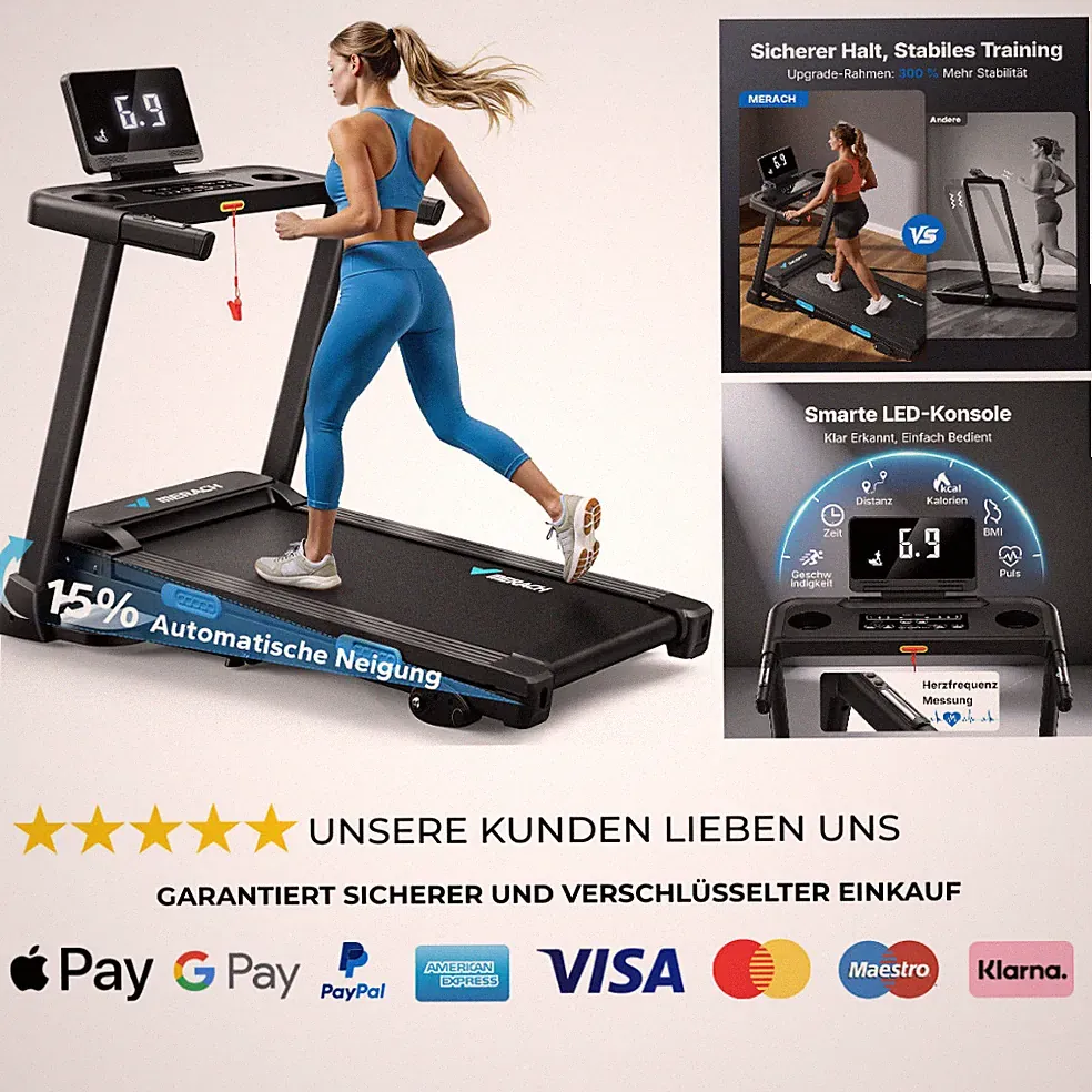 Laufband Merach T12B2 Klappbar Automatisch Steigungsregelung 15