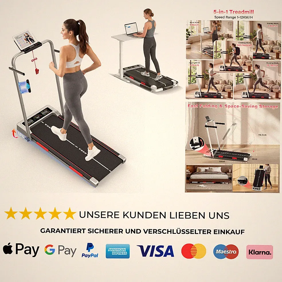 Laufband mit 10 Neigung 3 5 HP Bluetooth Lautsprecher 12