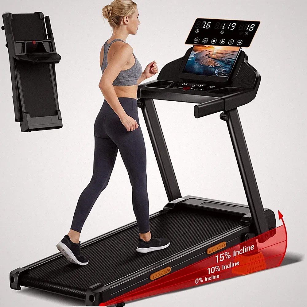 Laufband mit 15 % Steigung manuelle max 12 km/h 3PS Motor Heimtrainingsgerät
