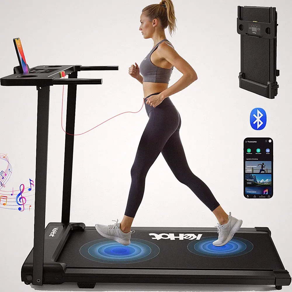 Laufband mit Handlauf Klappbares,12 Voreingestellte Programme, 0.65-2 PS,12km/h