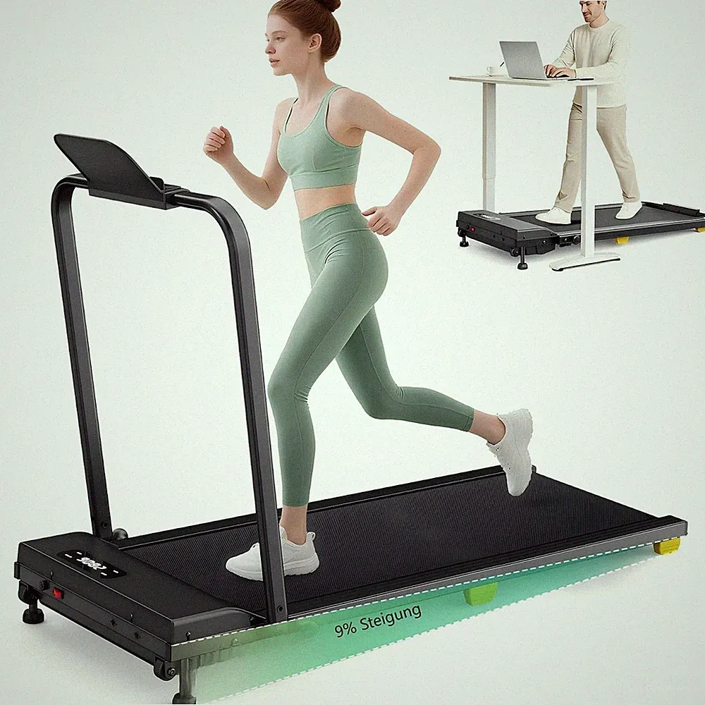Laufband S1l Mix De mit 9 Steigung, Kompakt und Leise, 2,5 PS, 10 km h, Schwarz