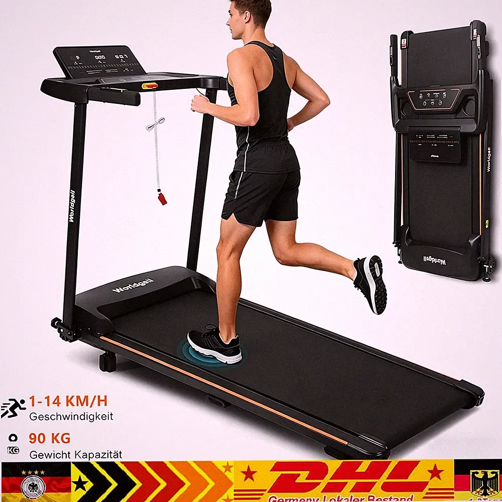 Laufband zuhause 14 km/h LCD Display Puls Fitness Heimtrainer klappbar 90 kg！！！