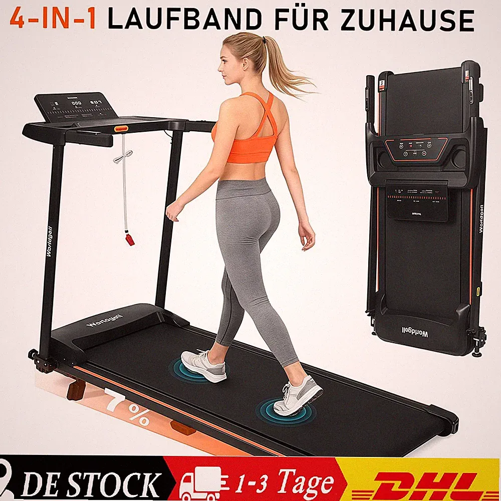 ⭐️Laufband zuhause 14 km/h LCD Display Puls Fitness Heimtrainer klappbar 90kg⭐️
