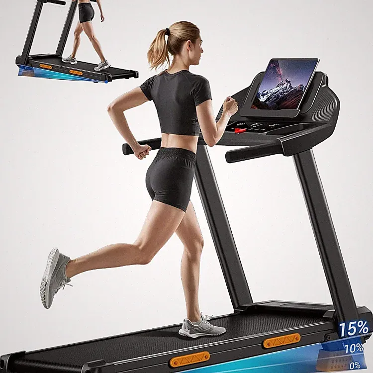 LONTEK Laufband Klappbar mit 15 Steigung, 12 KM H, 3 PS, LED-Anzeige, 136 KG