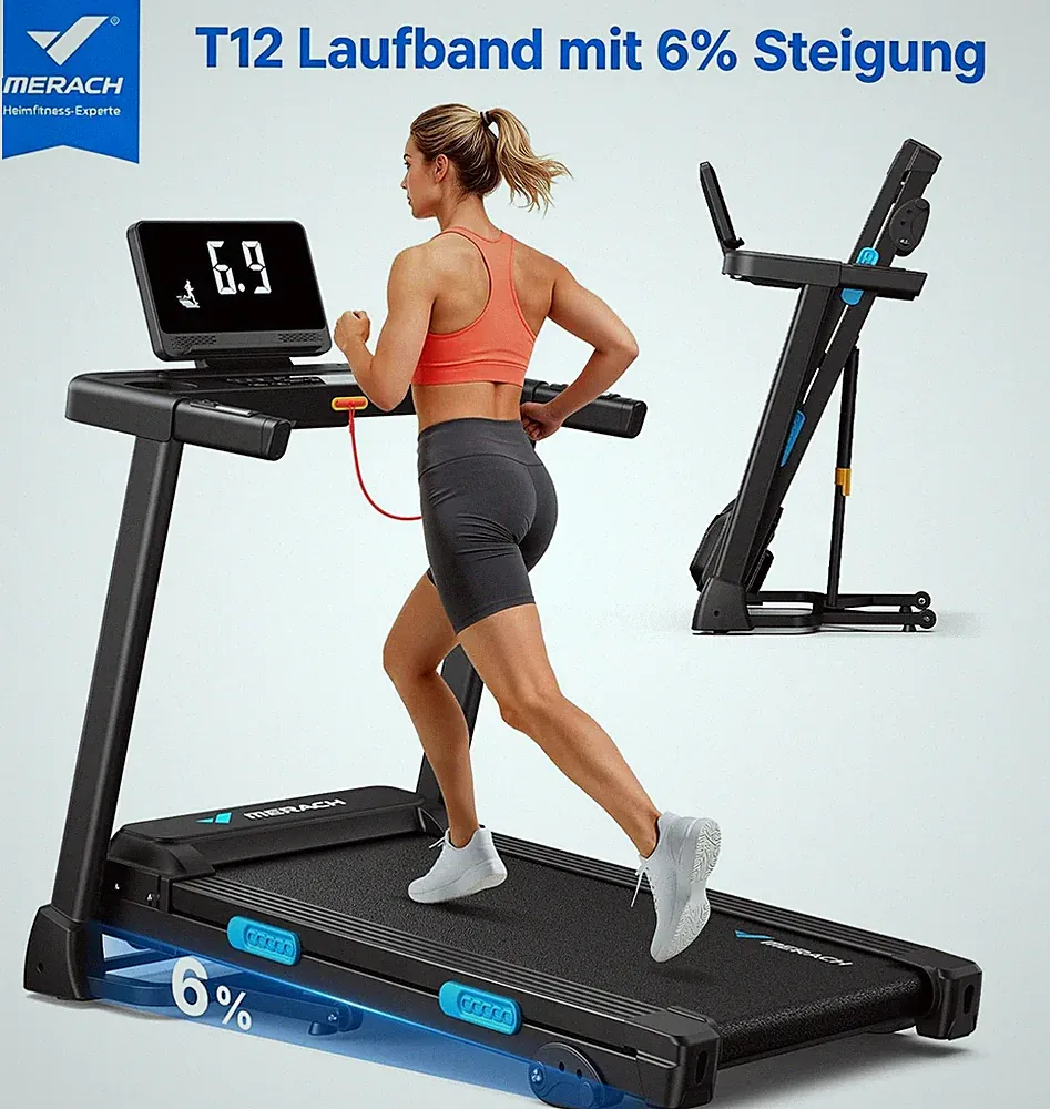 MERACH Laufband Klappbar Für Zuhause mit Steigung Automatische Neigung Laufband