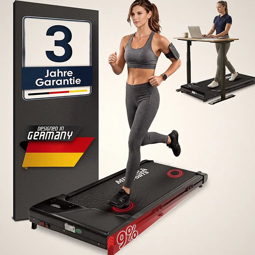 Miweba Sports Walking Pad Laufband für Zuhause Steigung App 1-6 km/h bis 150kg