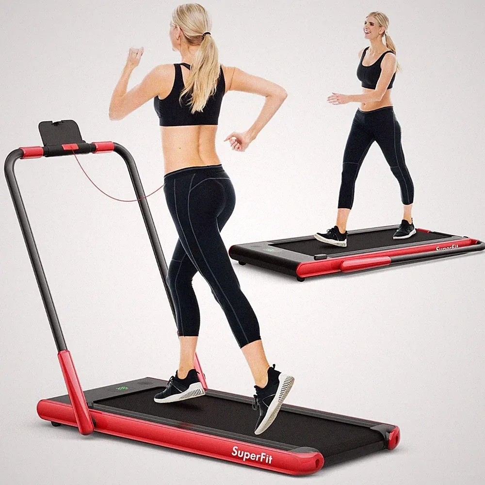 Northix 2 in 1 Laufband Klappbar Gehgerät App LED Fernbedienung Rot 12 kmh 120kg