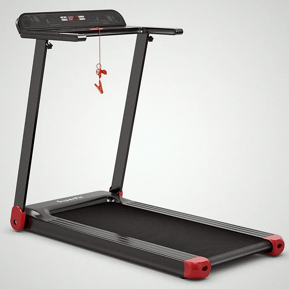 Northix Klappbares Laufband Heimtrainer App Bluetooth Lautsprecher LED Rot 12kmh