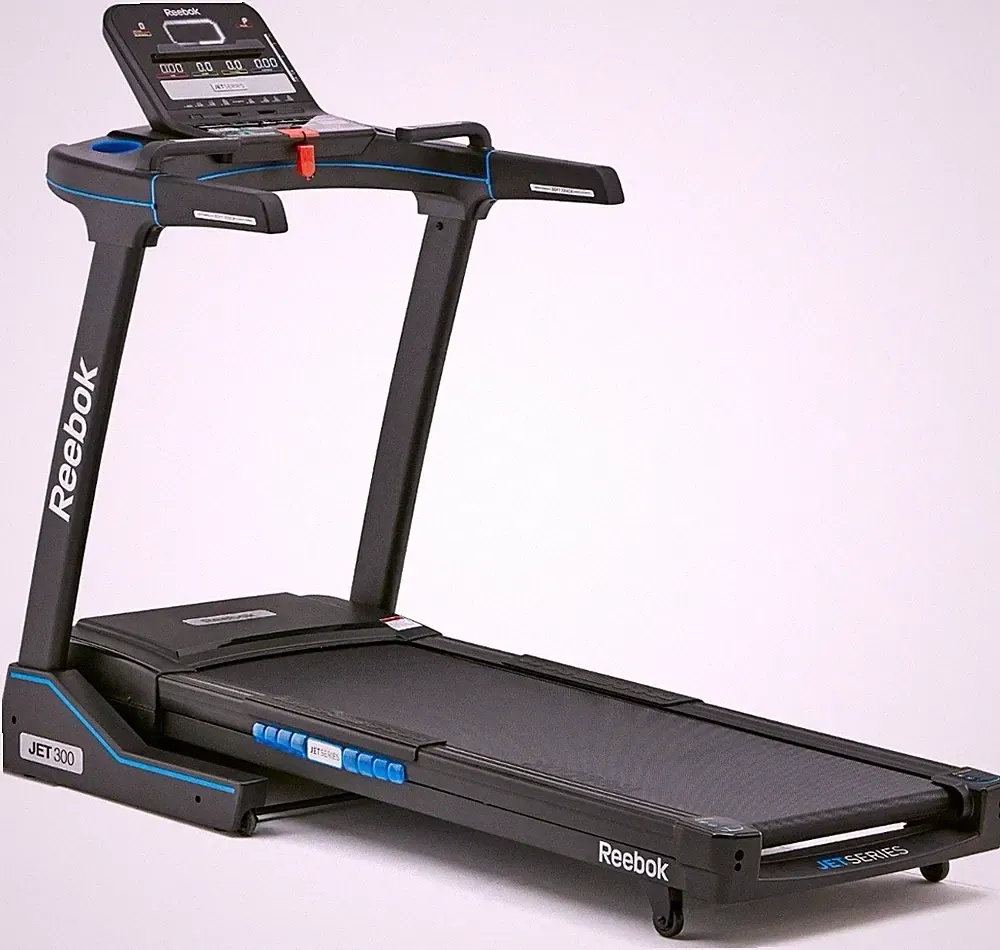 Reebok Jet 300 elektrisches Laufband Fitnessgerät für Zuhause, Schwarz