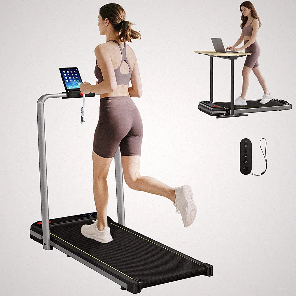 SPORTNOW klappbares Laufband unter Schreibtisch Gehunterlage mit Neigung, silberfarben