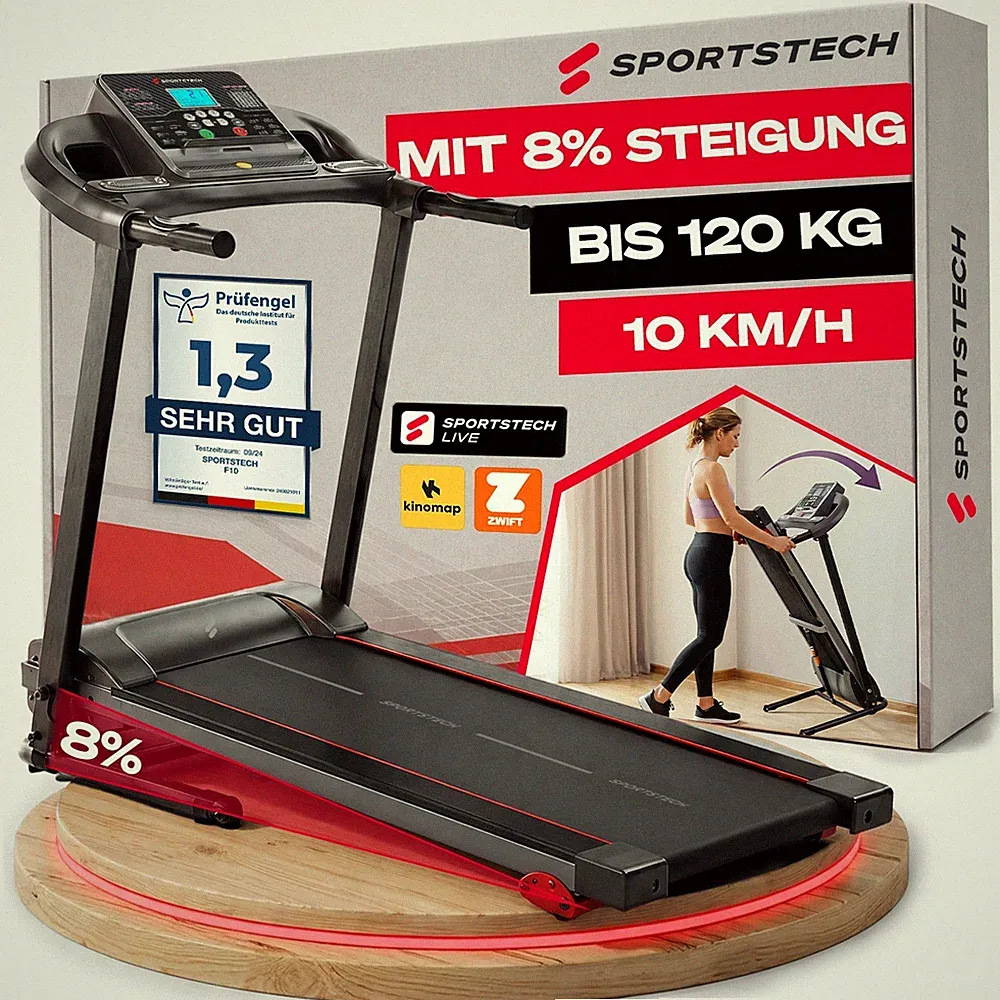Sportstech Laufband F10 - 10 bis 12 km/h - klappbar Walking Pad