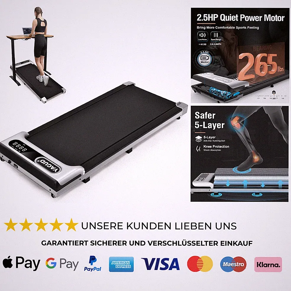 Untertisch Laufband 2,5 PS LED Display Fernbedienung