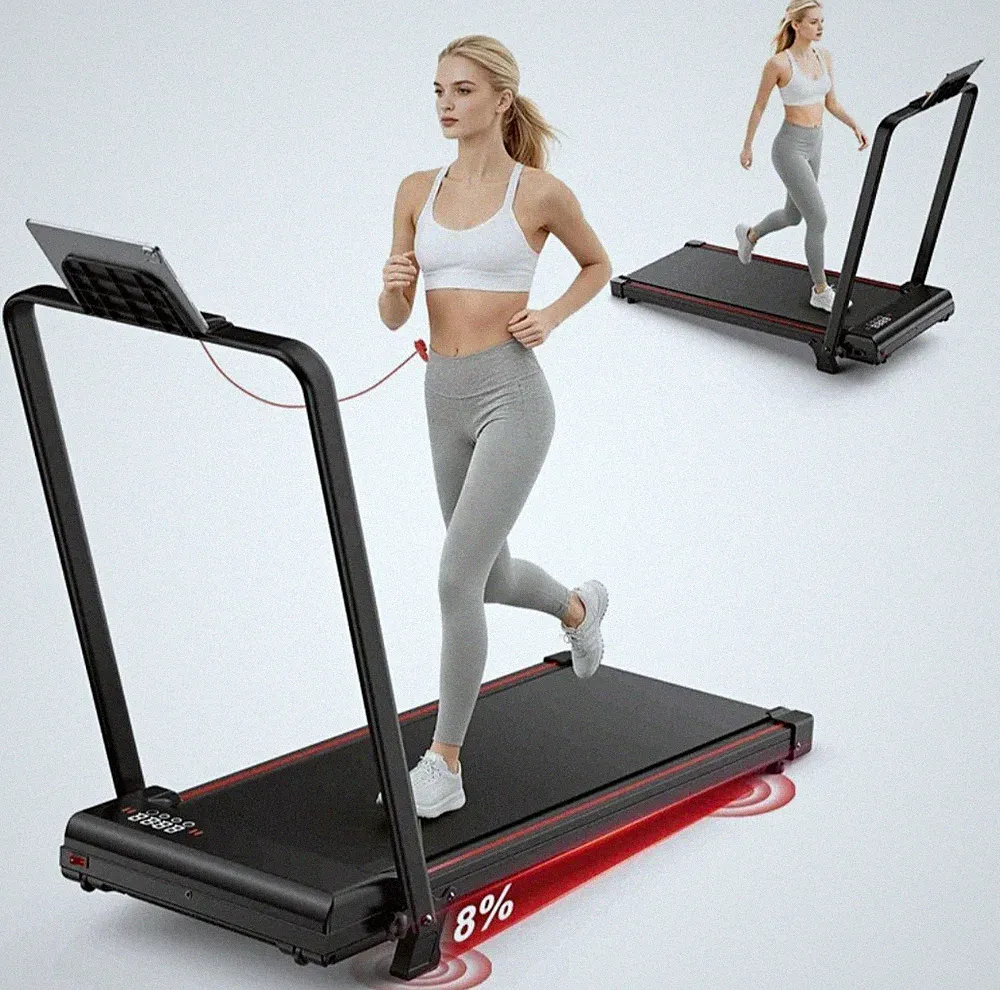 Walking Pad Laufband 8% Steigung 1-8 km/h 130kg Klappbar mit Handlauf